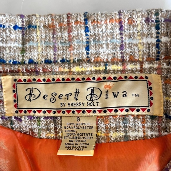 Desert Diva  By Sherry Holt Pastel Tweed Blazer with Fringe Trim Size S Academia - Picture 11 of 12